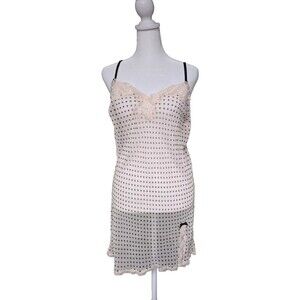 Victoria's Secret Lingerie Women's Sz S  Light Pink Black Lace Sheer Chemise